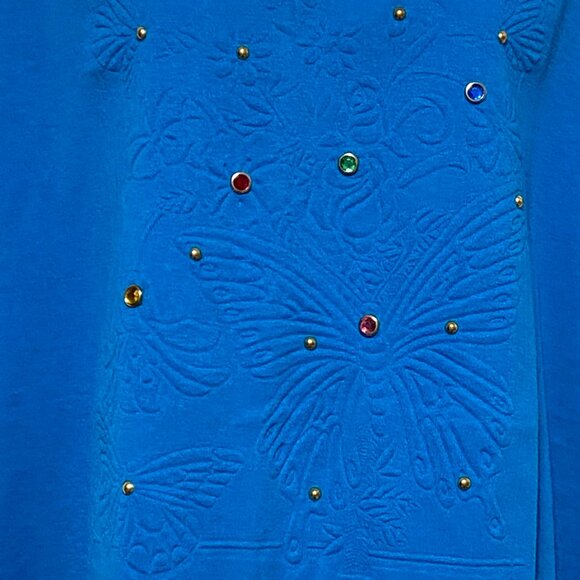 Women's One Size Rhinestones Short Sleeve Butterfly And Floral Design By-Kavio - Picture 2 of 4